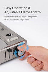 3000W Portable Butane Cassette Gas Stove with Piezo Ignition, Safety Lock System, Windproof Burner, Anti-Slip Pot Support, Lightweight Camping & Outdoor Cooking Cooker