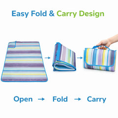 Extra Large Foldable Picnic Blanket 190 × 190 CM – Water-Resistant Oxford Fabric Outdoor Beach & Camping Mat with Carry Handle