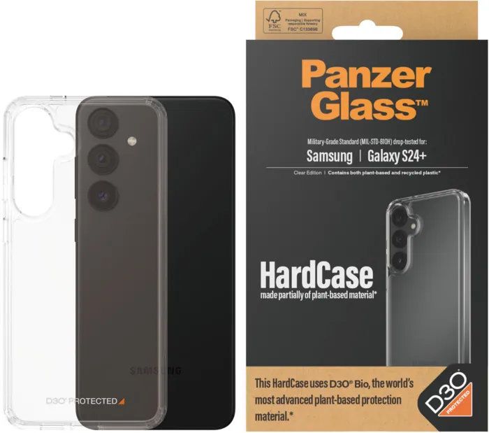 PanzerGlass HardCase D3O® Bio Clear Protective Case for Samsung Galaxy S24+ with 3X Military Grade Drop Protection, Scratch Resistance & Eco-Friendly Construction