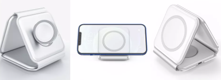 شاحن سفر لاسلكي مغناطيسي محمول قابل للطي 3 في 1 بقوة 15 وات للهواتف الذكية وiWatch وAirpods