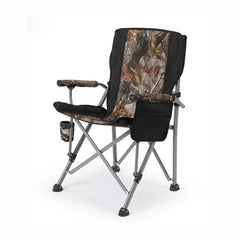 Foldable & Portable Camouflage Style Camping Chair with Armrests, Cupholder, Side Holder & Carry Bag