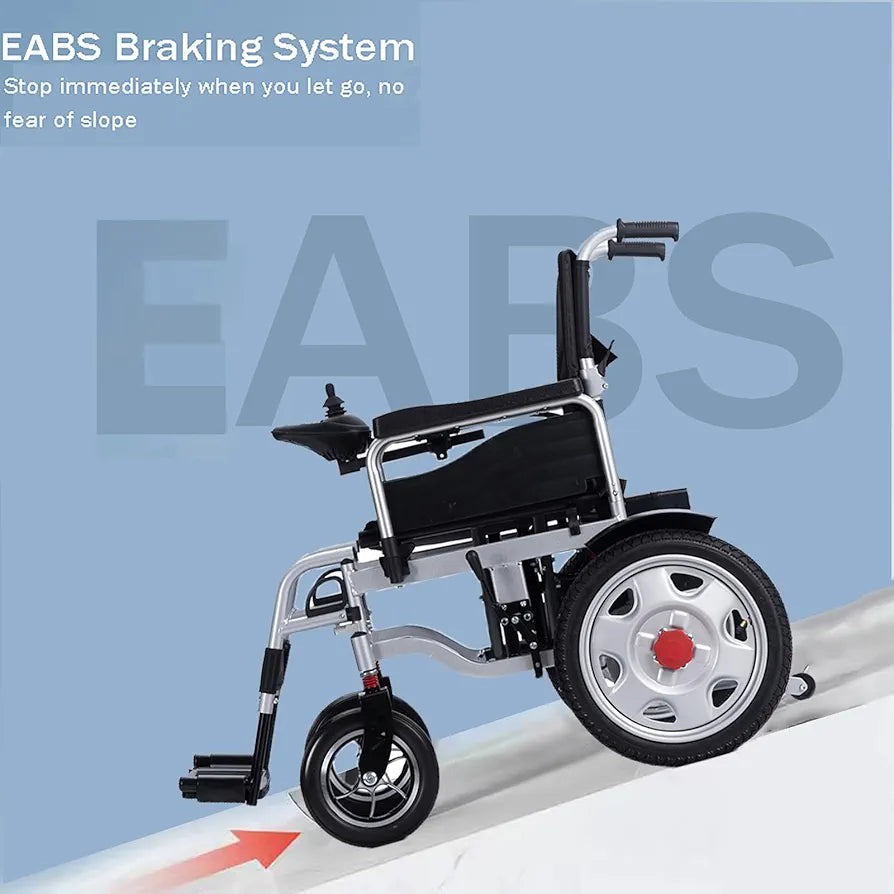 Foldable & Rechargeable Electric Wheelchair with Aluminium Wheels & Steel Frame