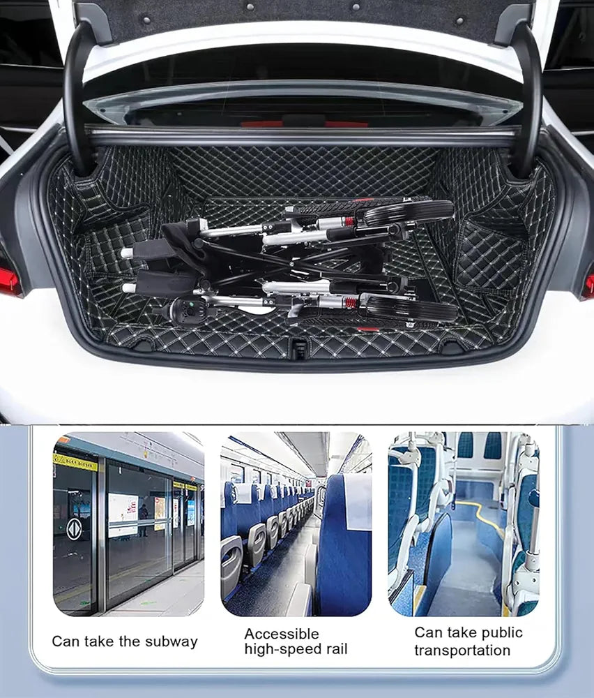 Foldable & Rechargeable Electric Wheelchair with Aluminium Wheels & Steel Frame