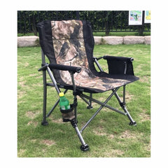 Foldable & Portable Camouflage Style Camping Chair with Armrests, Cupholder, Side Holder & Carry Bag