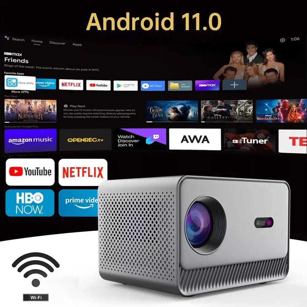 HD Home Cinema Smart WiFi Projector with Android 11 & Dual Stereo Speakers