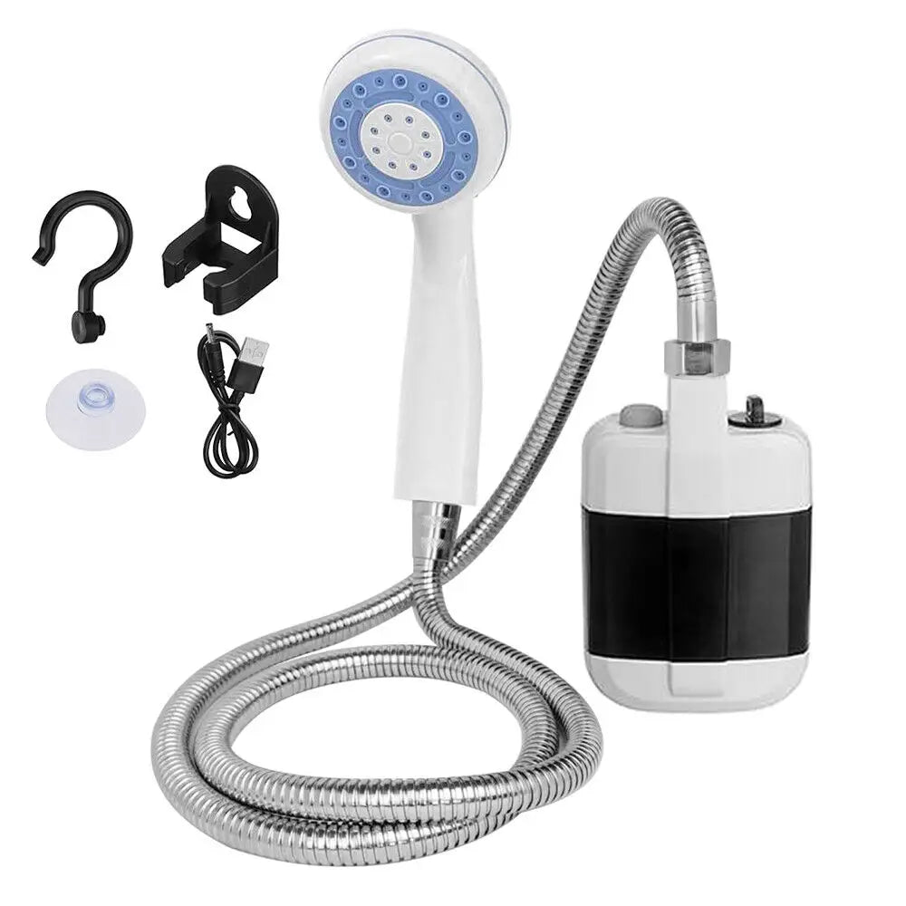 USB Rechargeable Camping Shower Outdoor Portable Shower Head Bathing 3.7V Pump