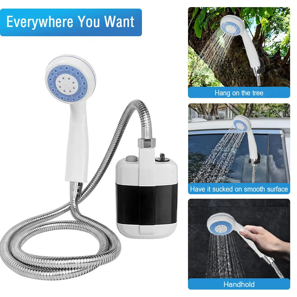 USB Rechargeable Camping Shower Outdoor Portable Shower Head Bathing 3.7V Pump