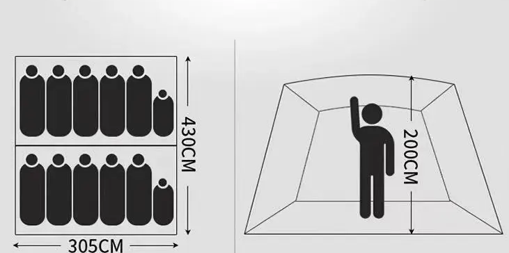 Portable Foldable 8-10 Persons Family Camping Tent with Carry Bag - Durable & Weather Resistant