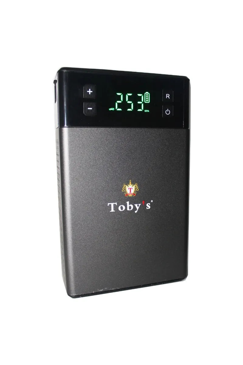 Toby's Portable Car & Bike Air Pump with LCD Display, LED Flashlight, and Multi-Functional Charging Ports - 14000mAH capacity