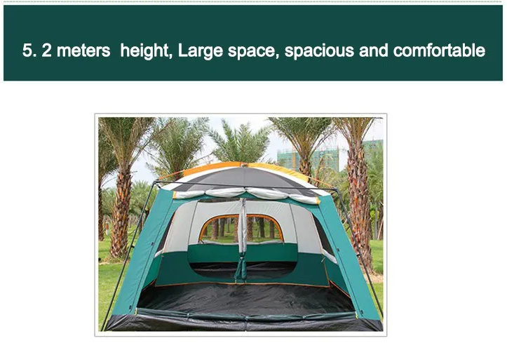 Portable Foldable 8-10 Persons Family Camping Tent with Carry Bag - Durable & Weather Resistant