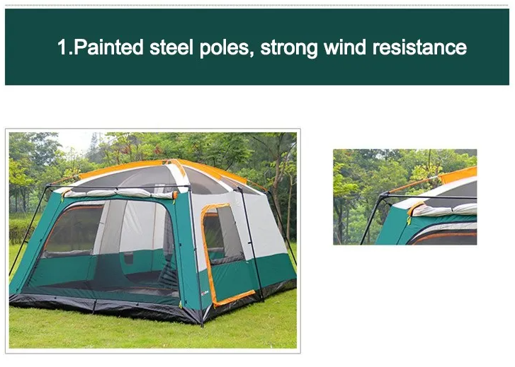 Portable Foldable 8-10 Persons Family Camping Tent with Carry Bag - Durable & Weather Resistant