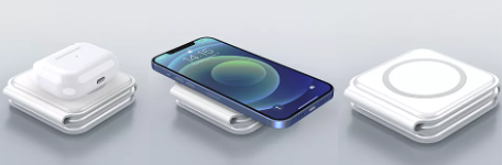 شاحن سفر لاسلكي مغناطيسي محمول قابل للطي 3 في 1 بقوة 15 وات للهواتف الذكية وiWatch وAirpods